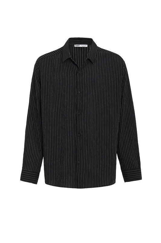 Oversized Striped Long-Sleeve Shirt