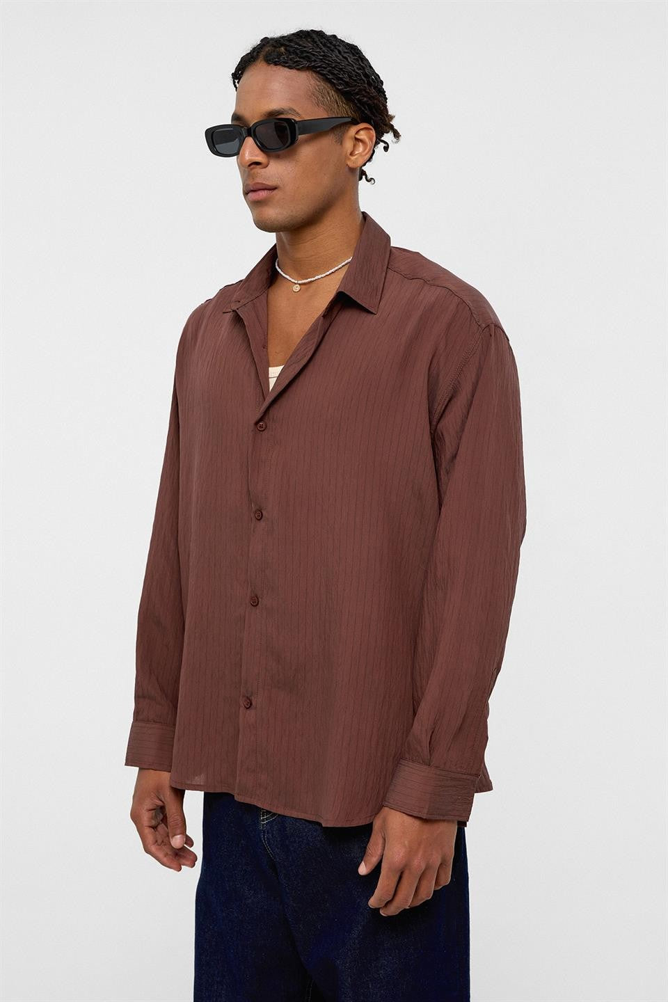 Oversized Striped Long-Sleeve Shirt