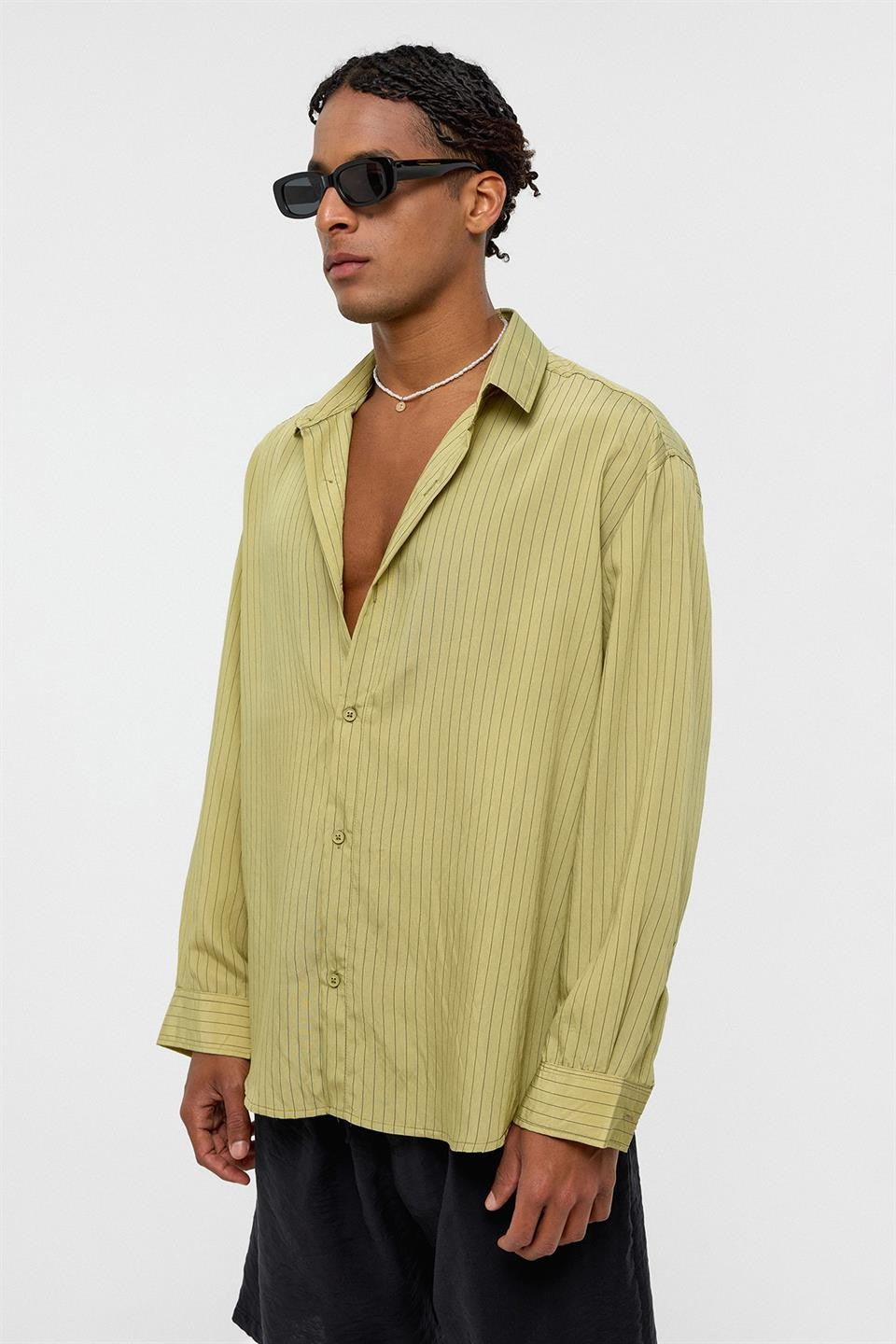 Oversized Striped Long-Sleeve Shirt