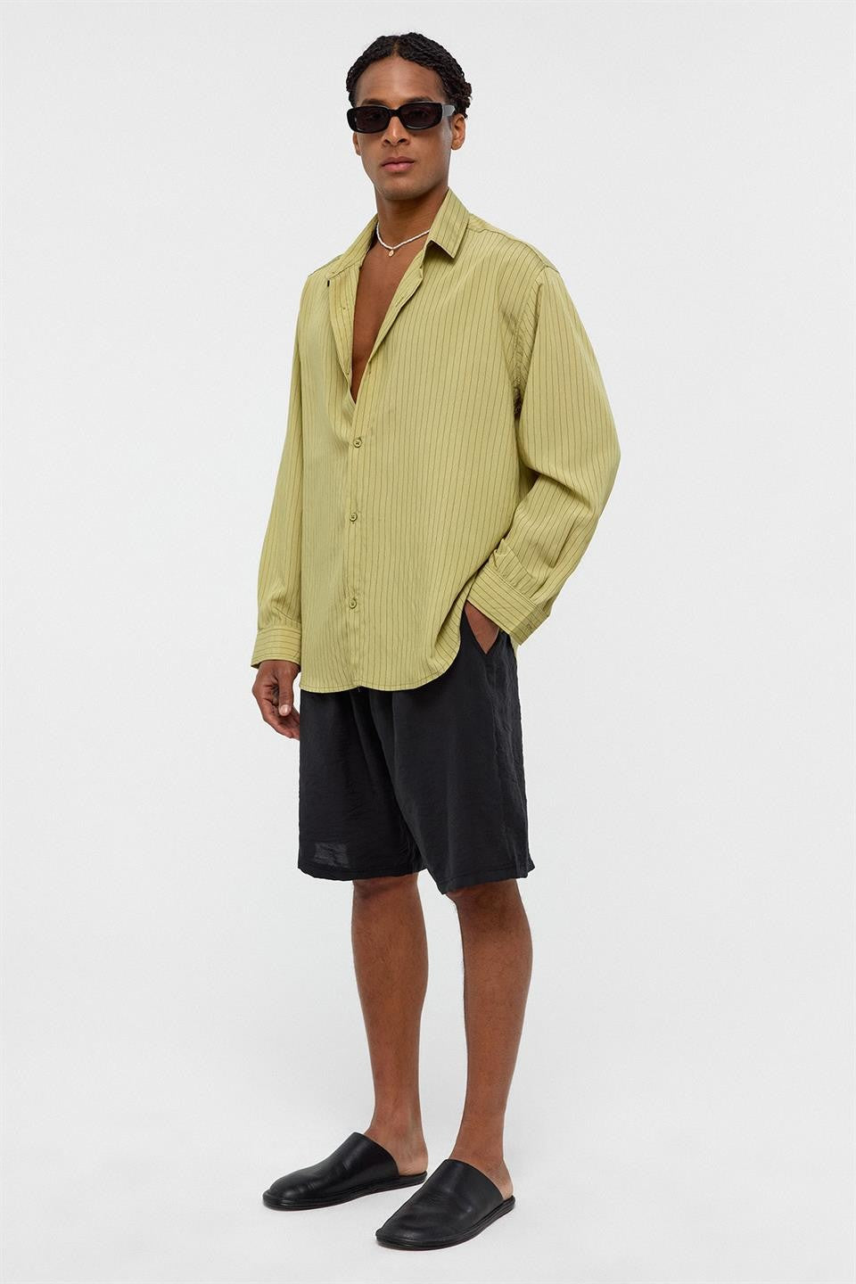 Oversized Striped Long-Sleeve Shirt