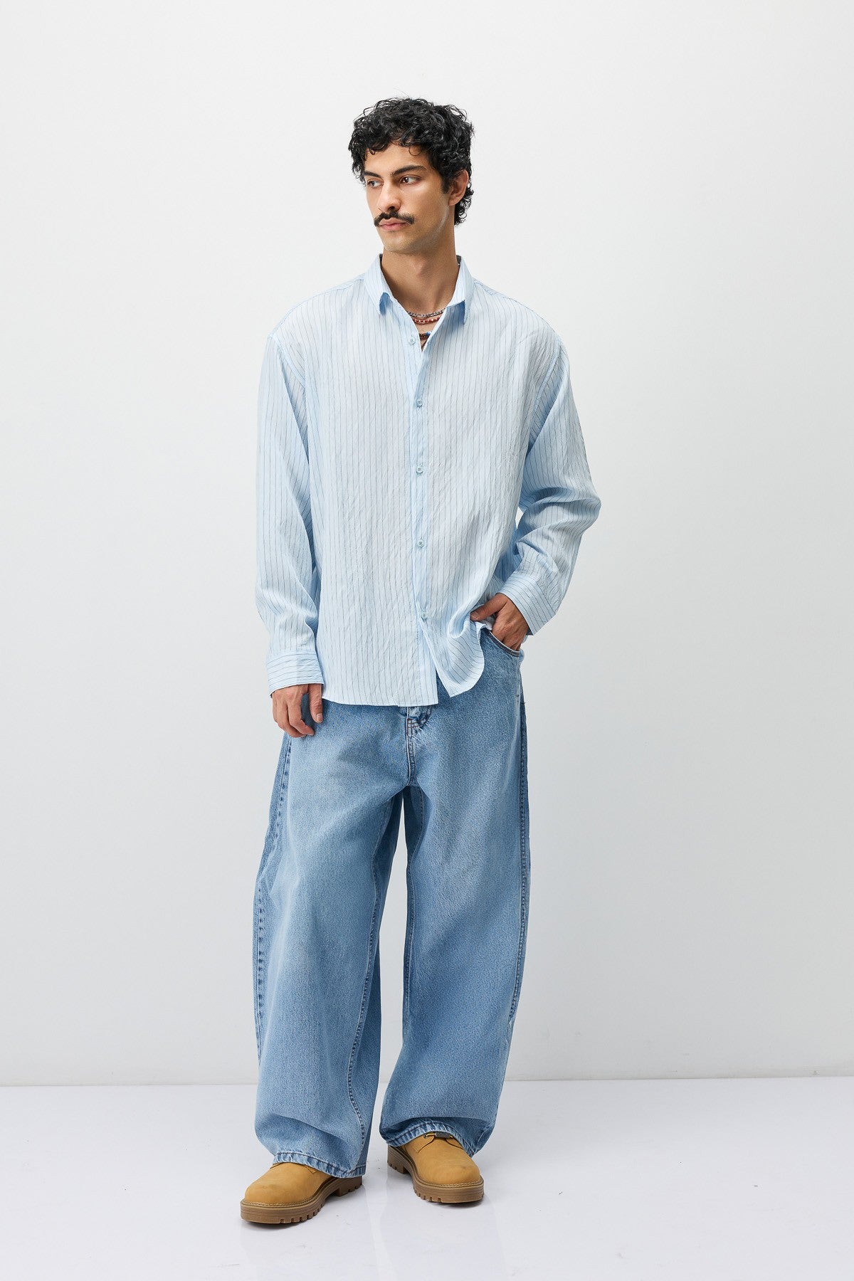 Oversized Striped Long-Sleeve Shirt