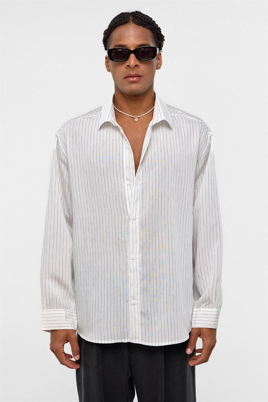 Oversized Striped Long-Sleeve Shirt