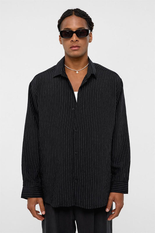 Oversized Striped Long-Sleeve Shirt