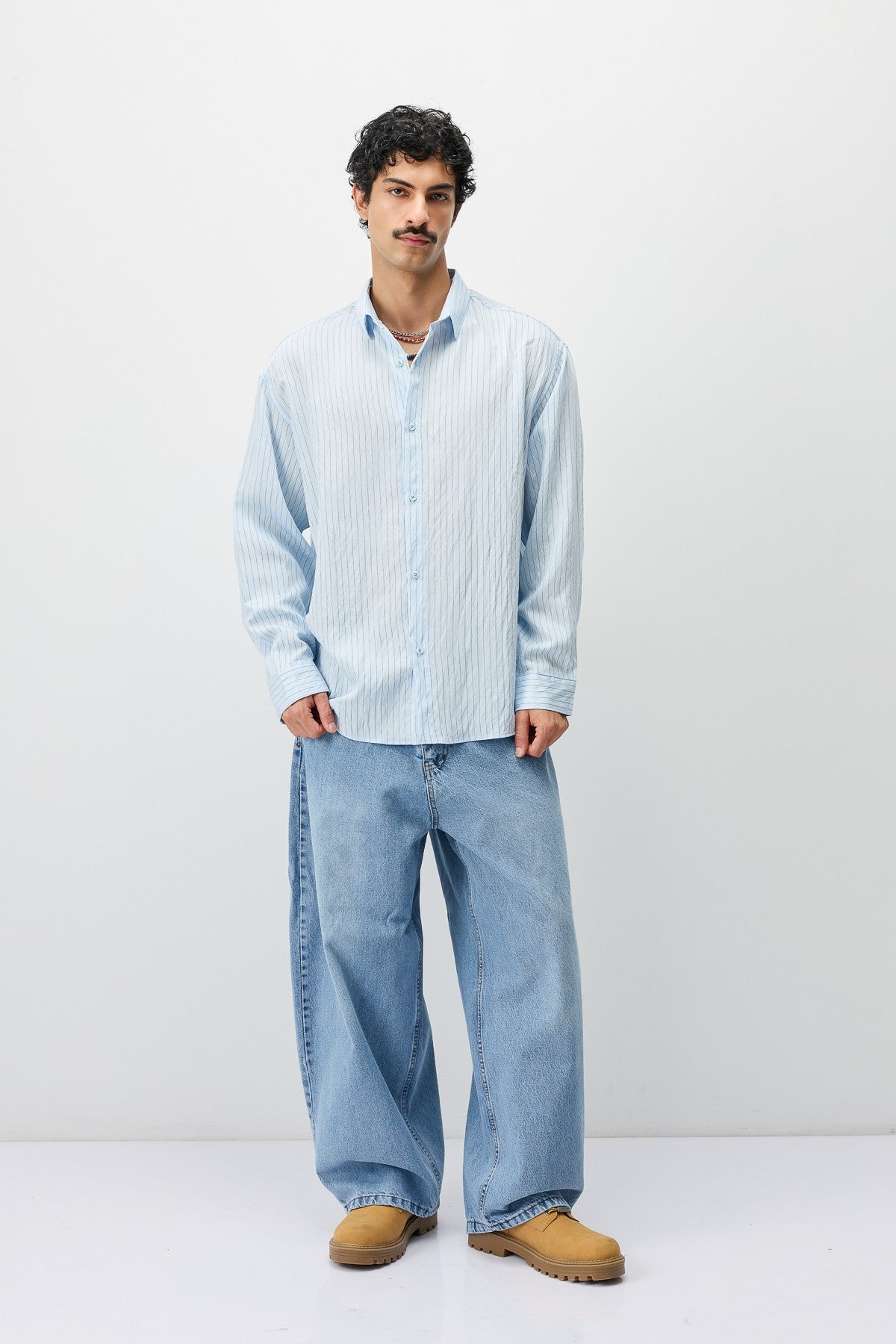 Oversized Striped Long-Sleeve Shirt