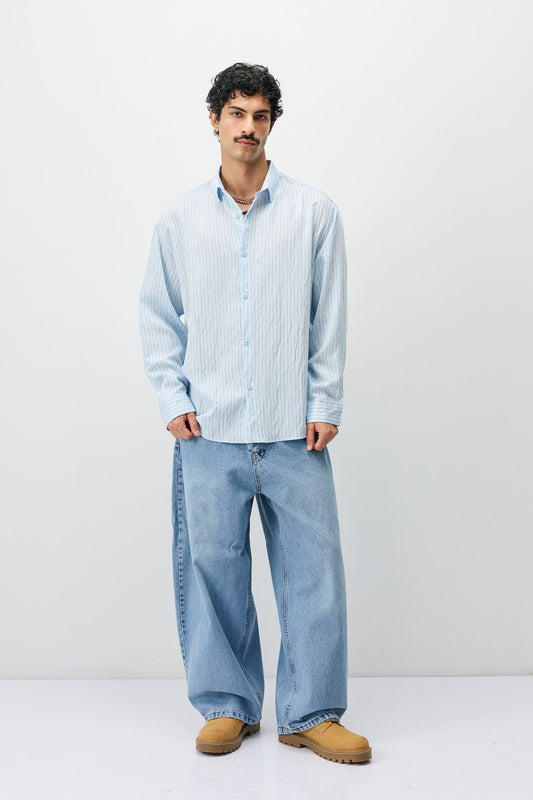 Oversized Striped Long-Sleeve Shirt