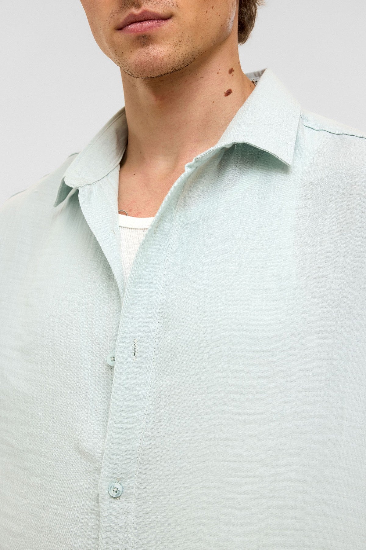 Oversized Short-Sleeved Muslin Shirt