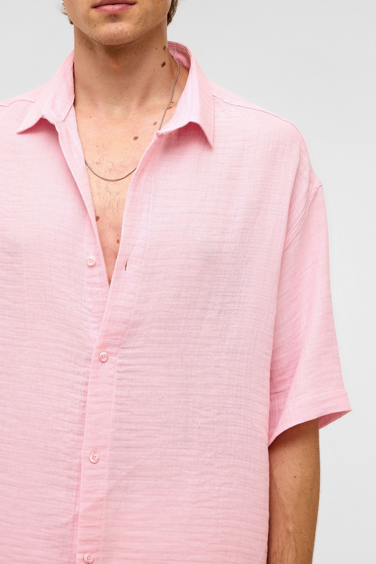 Oversized Short-Sleeved Muslin Shirt