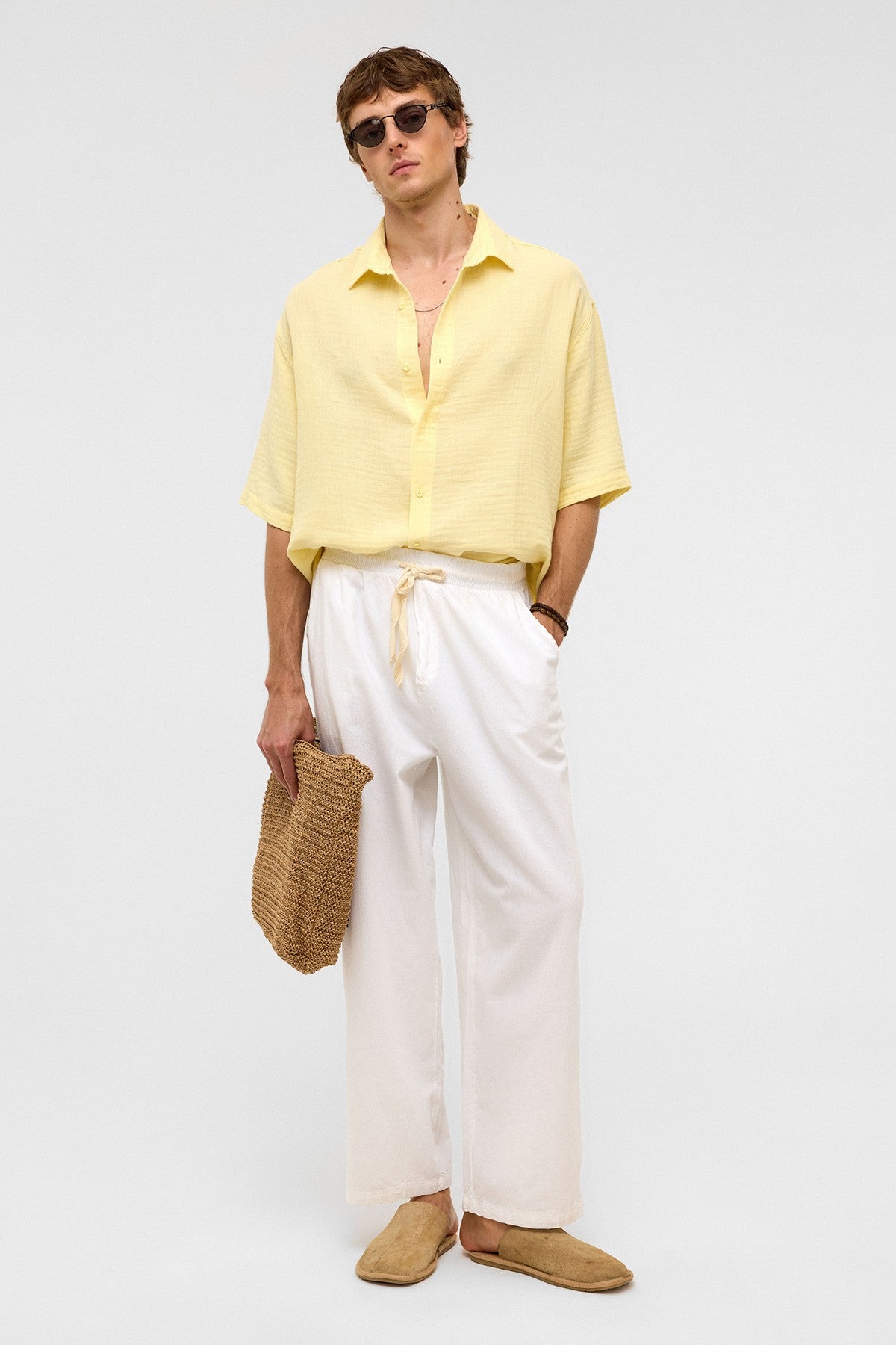 Oversized Short-Sleeved Muslin Shirt