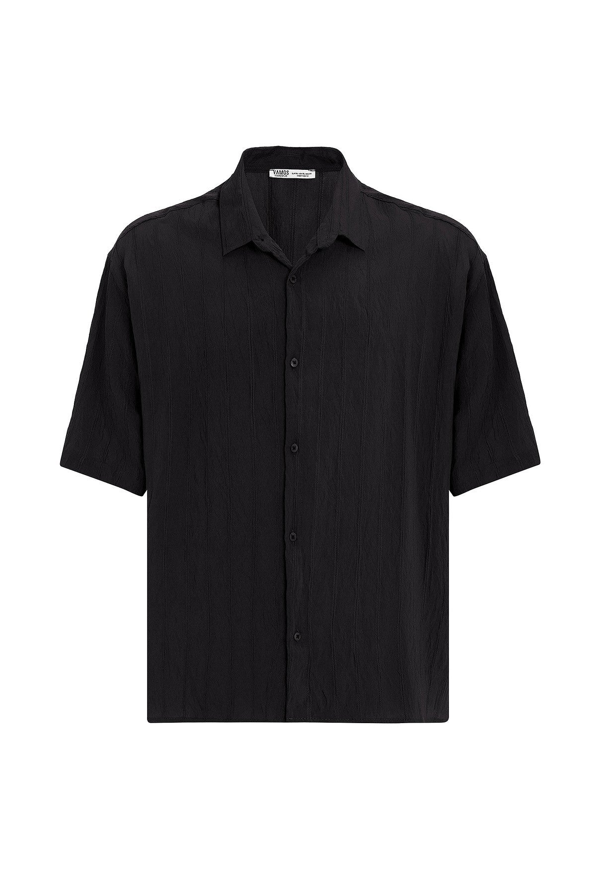 Oversized Striped Short-Sleeved Modal Shirt