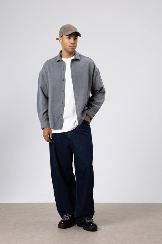 Textured Oversized Shirt Jacket