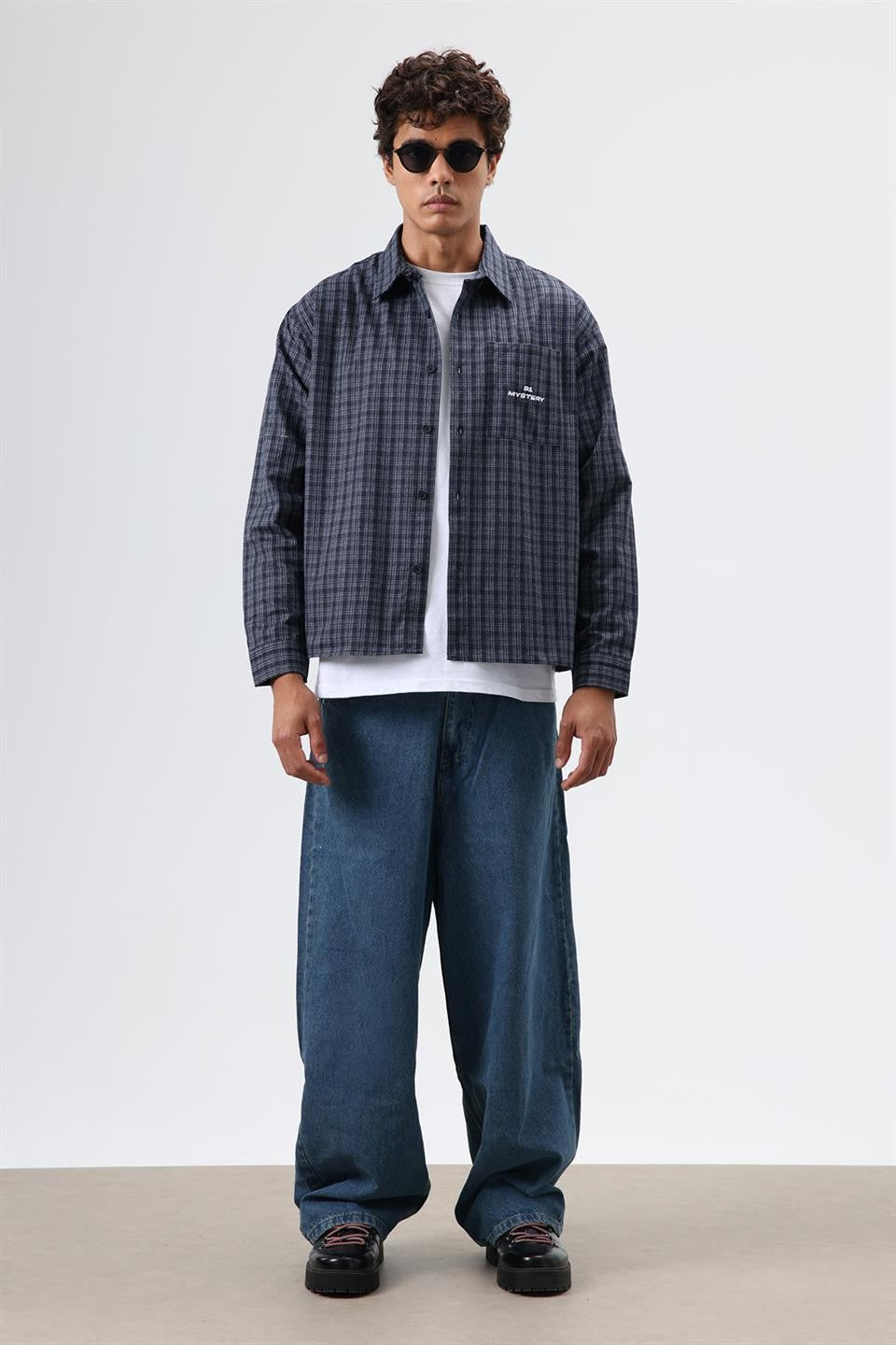 Oversized Checkered Long-Sleeve Shirt