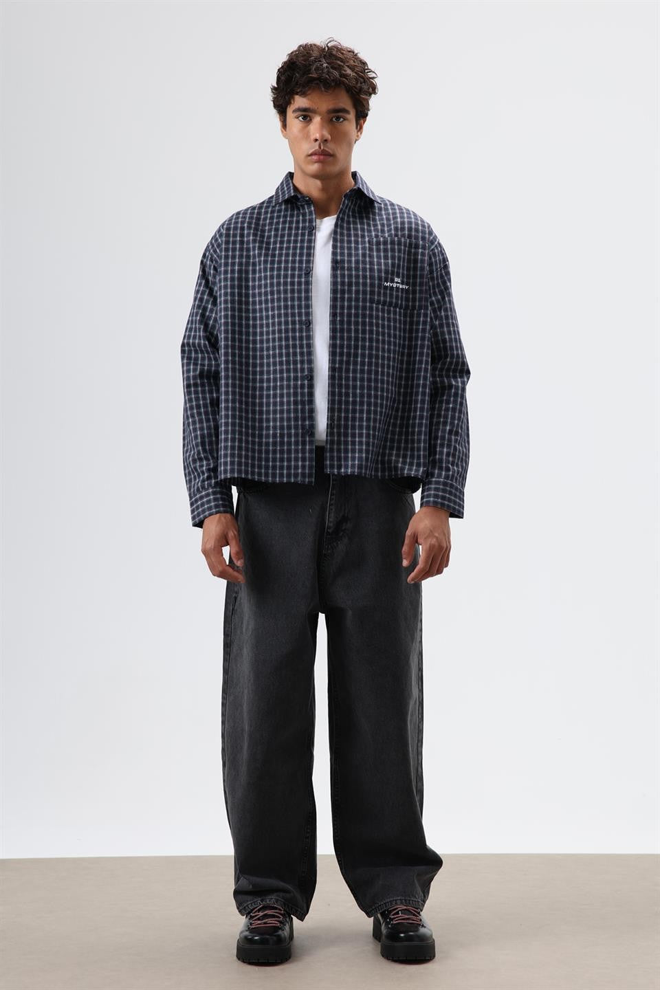 Oversized Checkered Long-Sleeve Shirt