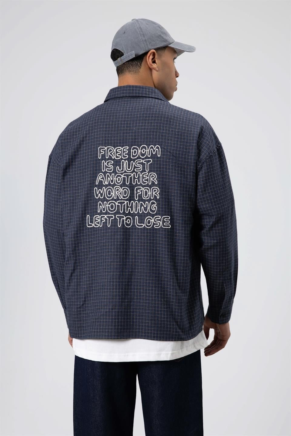 Oversized Printed Checkered Casual Shirt