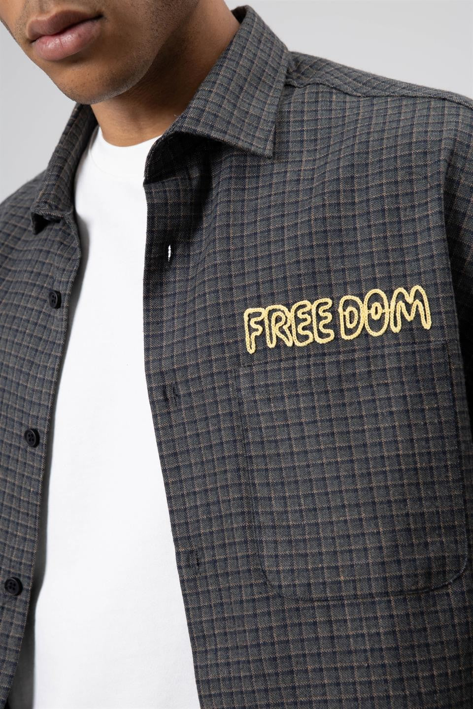 Oversized Printed Checkered Casual Shirt