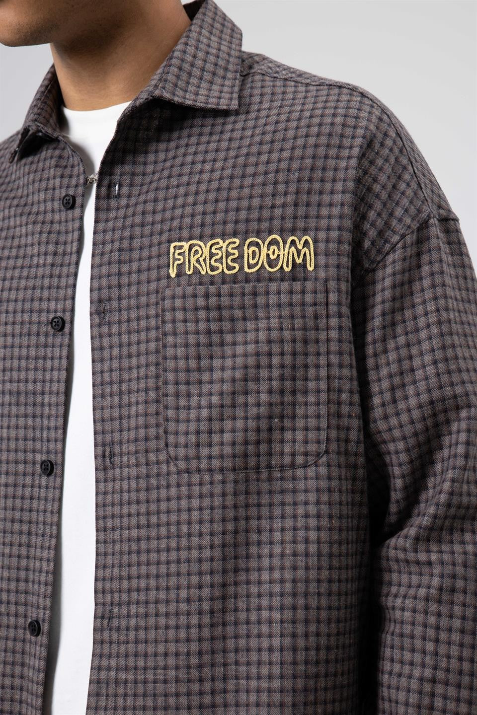 Oversized Printed Checkered Casual Shirt