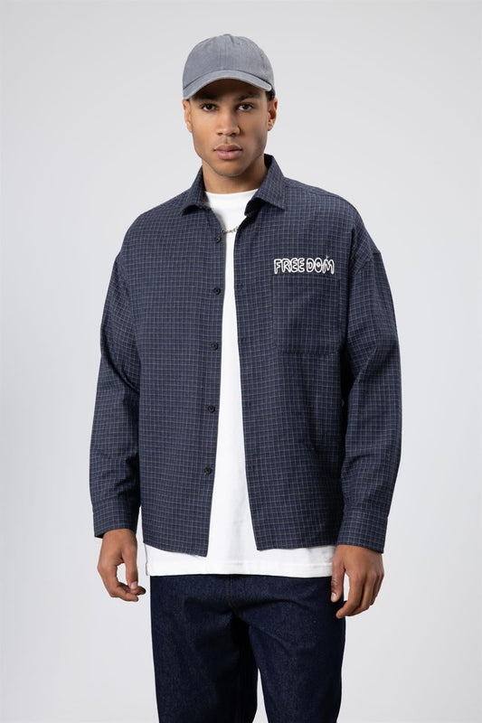 Oversized Printed Checkered Casual Shirt