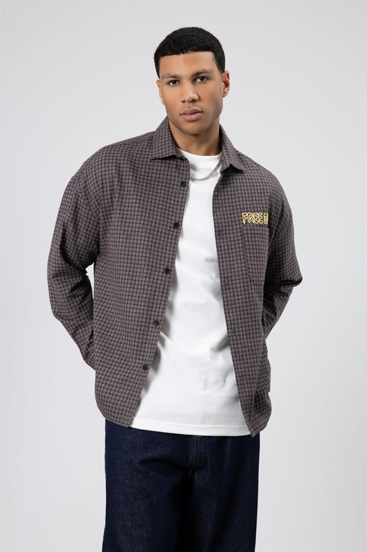 Oversized Printed Checkered Casual Shirt