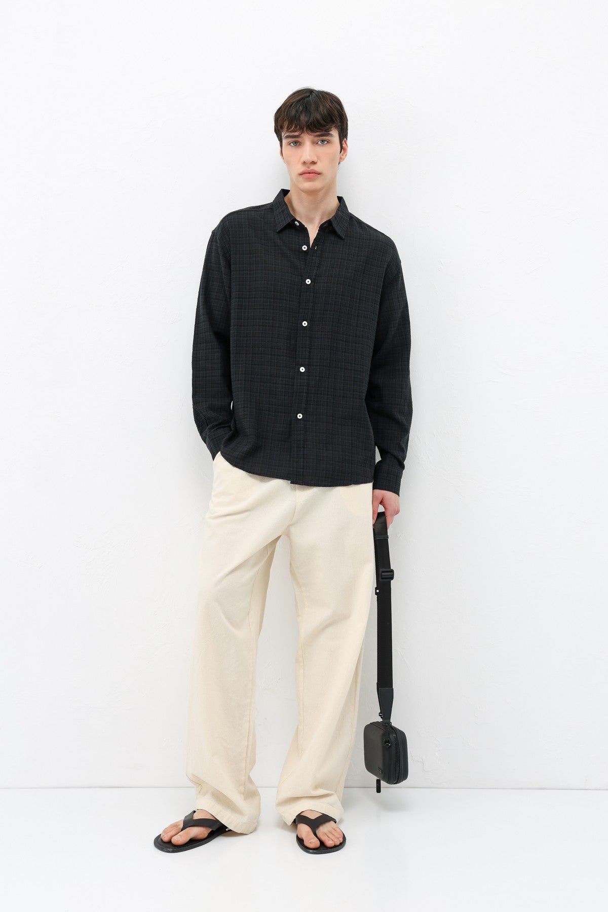 Textured Linen-Look Oversized Shirt