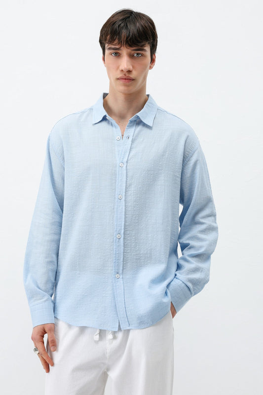 Textured Linen-Look Oversized Shirt