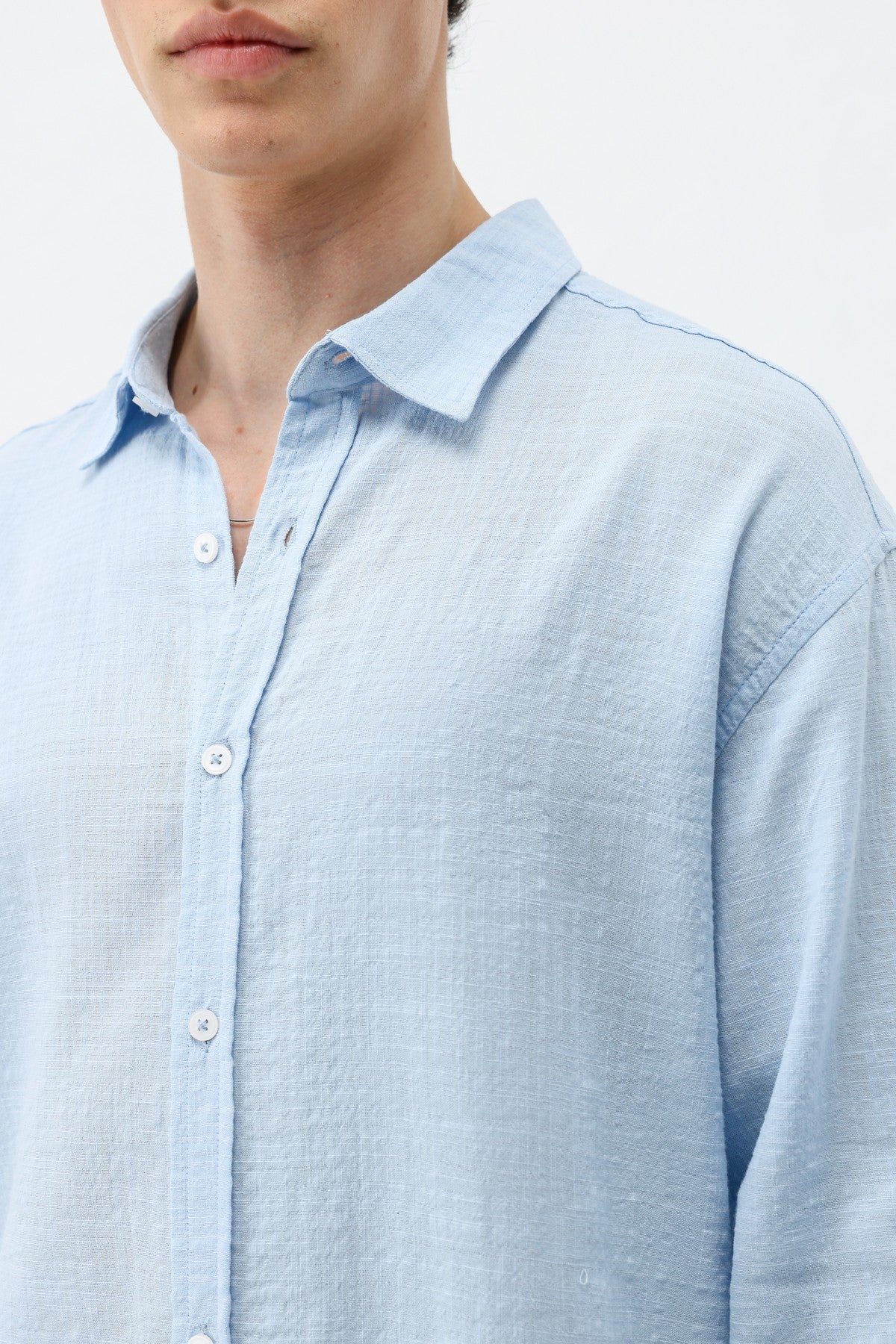 Textured Linen-Look Oversized Shirt