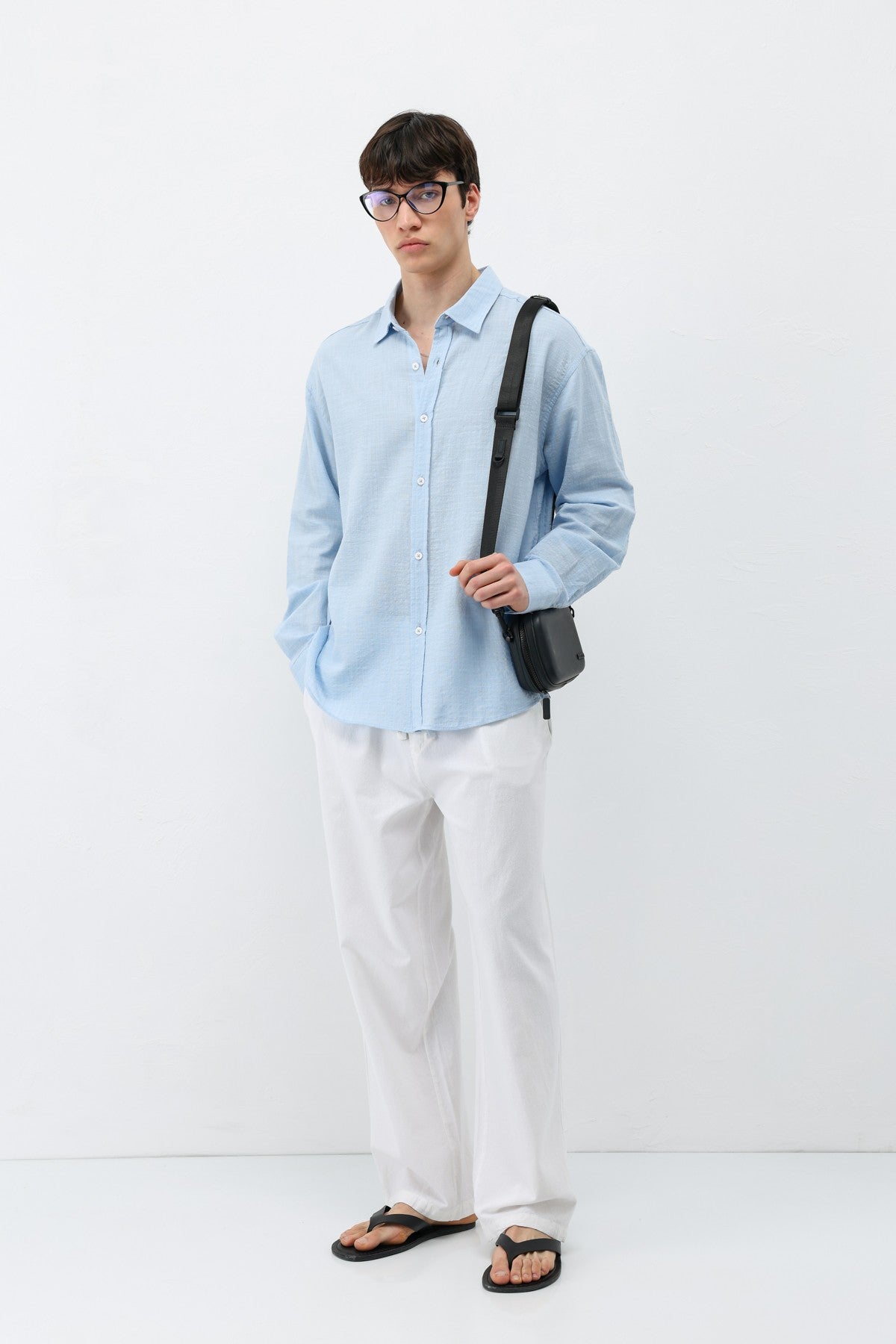 Textured Linen-Look Oversized Shirt