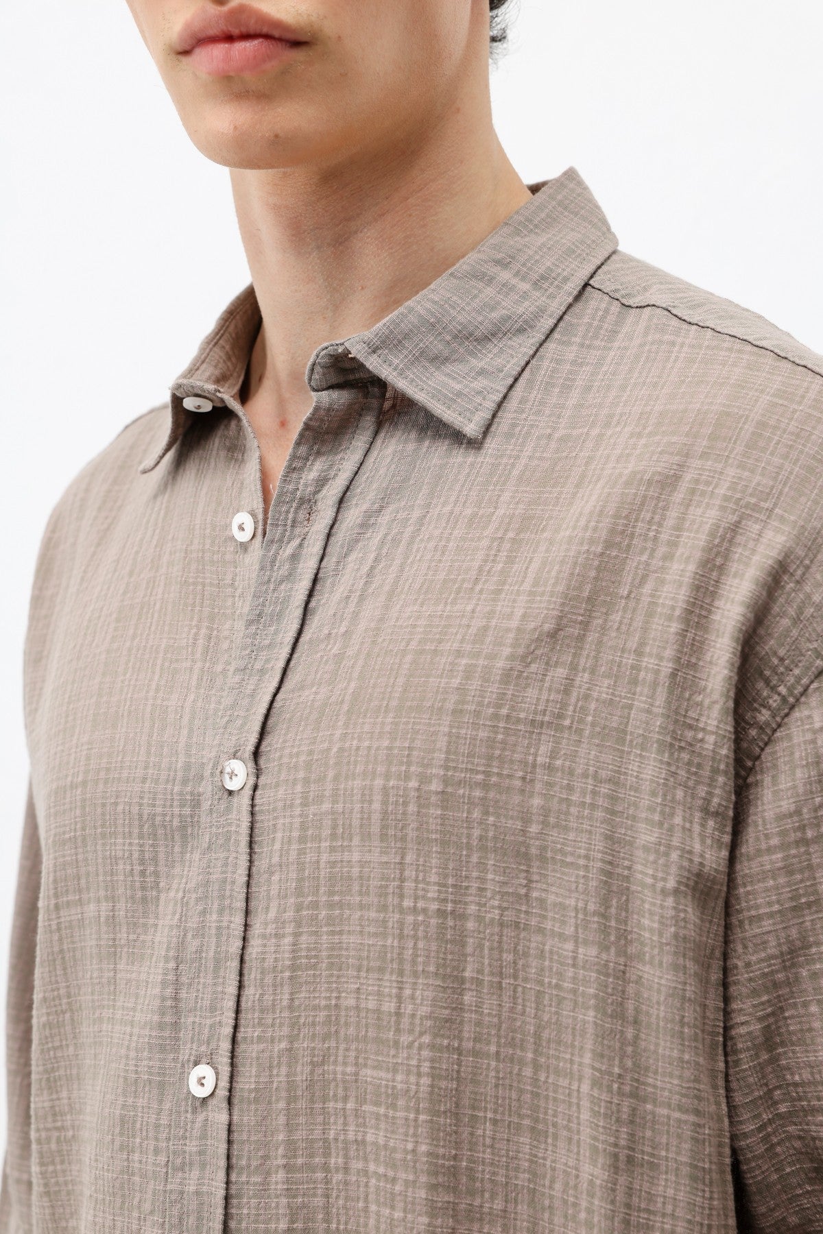 Textured Linen-Look Oversized Shirt