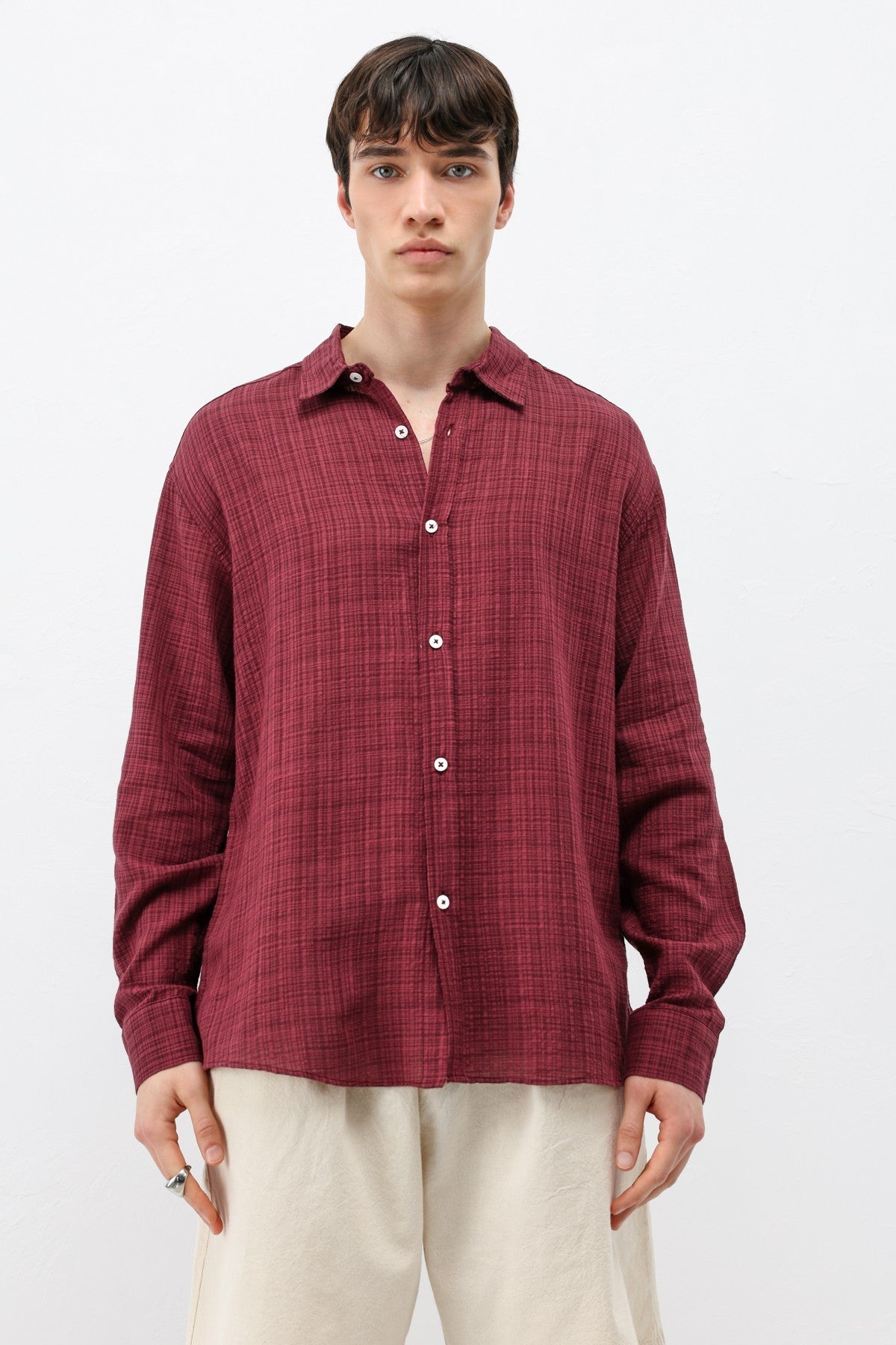 Textured Linen-Look Oversized Shirt