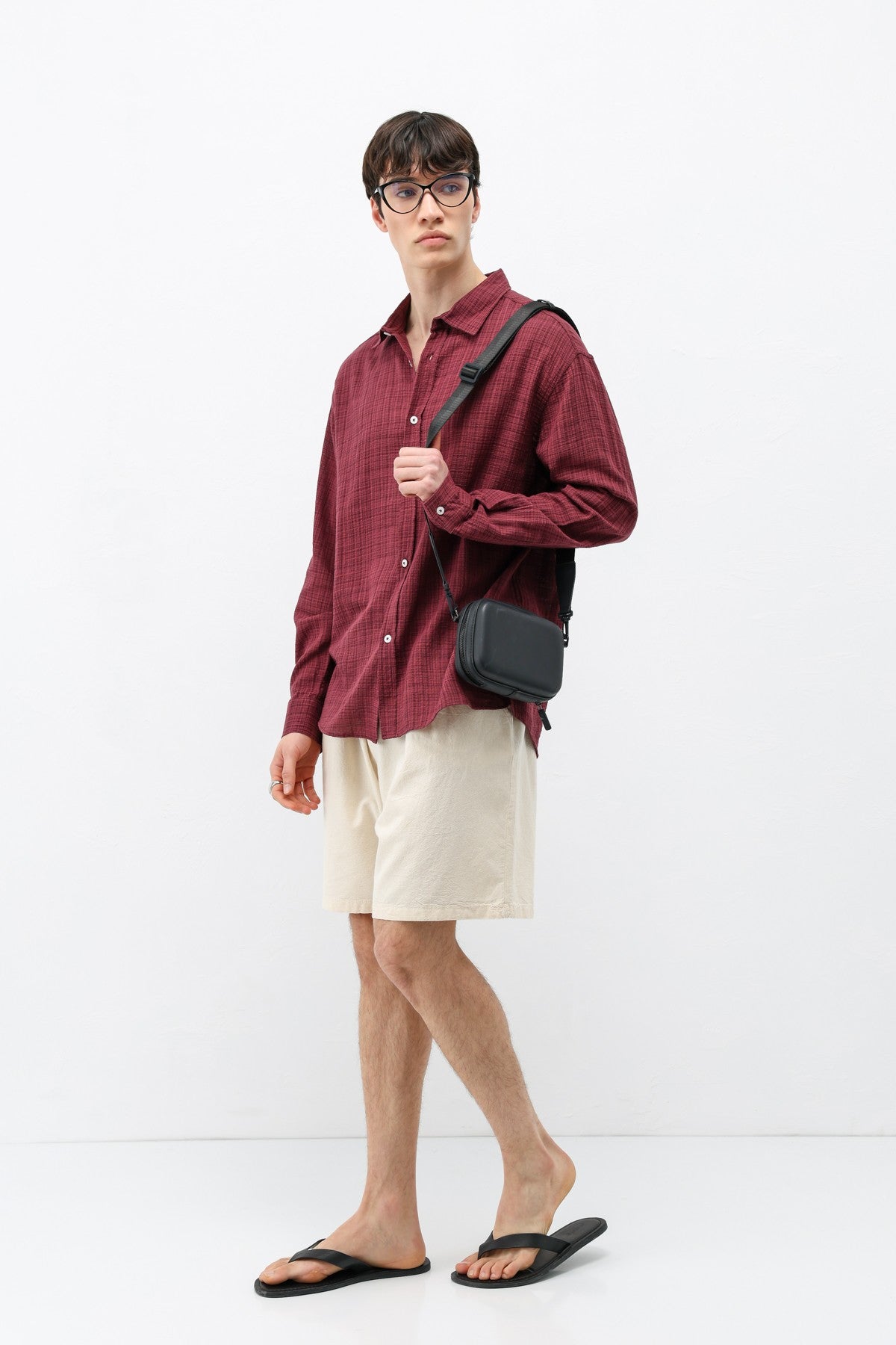 Textured Linen-Look Oversized Shirt