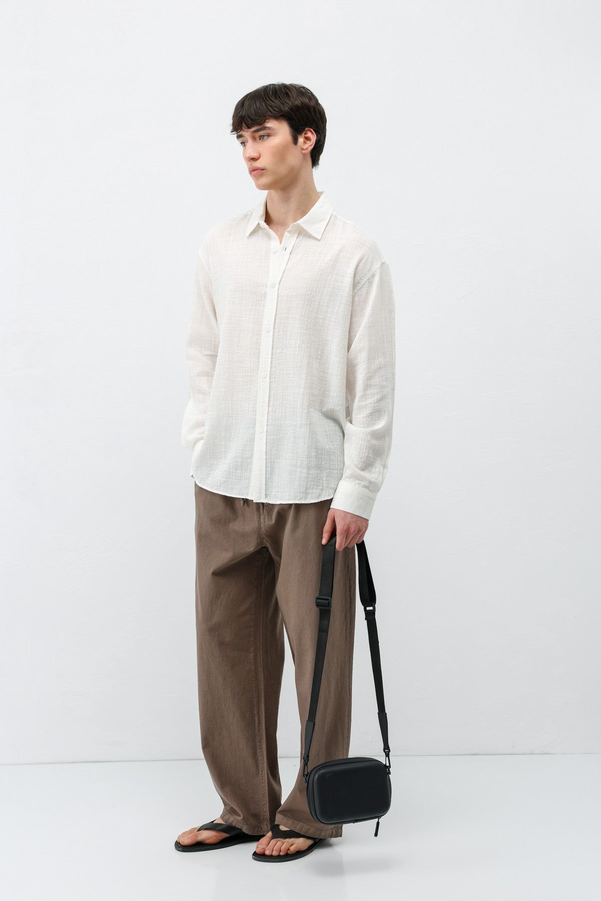 Textured Linen-Look Oversized Shirt