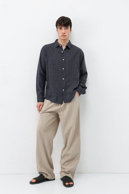 Textured Linen-Look Oversized Shirt
