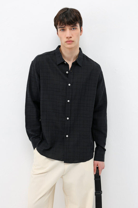 Textured Linen-Look Oversized Shirt