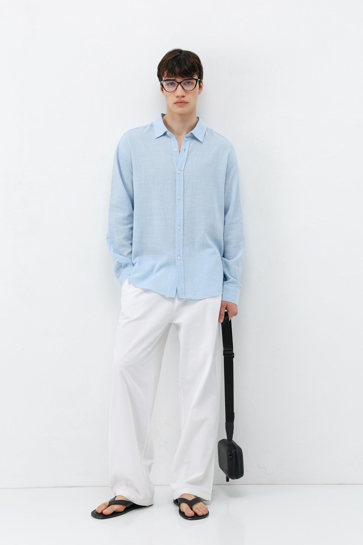 Textured Linen-Look Oversized Shirt