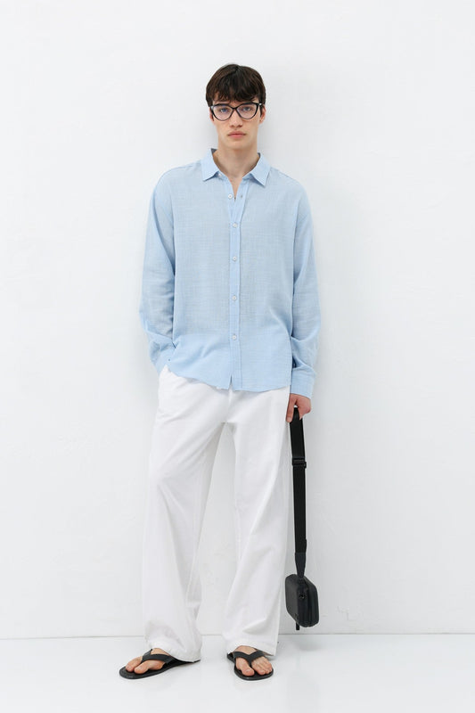 Textured Linen-Look Oversized Shirt