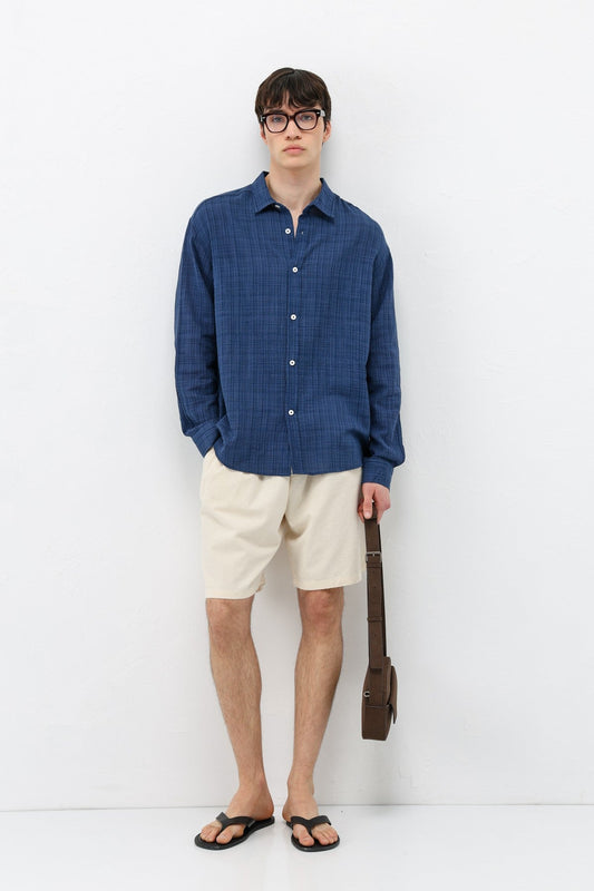 Textured Linen-Look Oversized Shirt