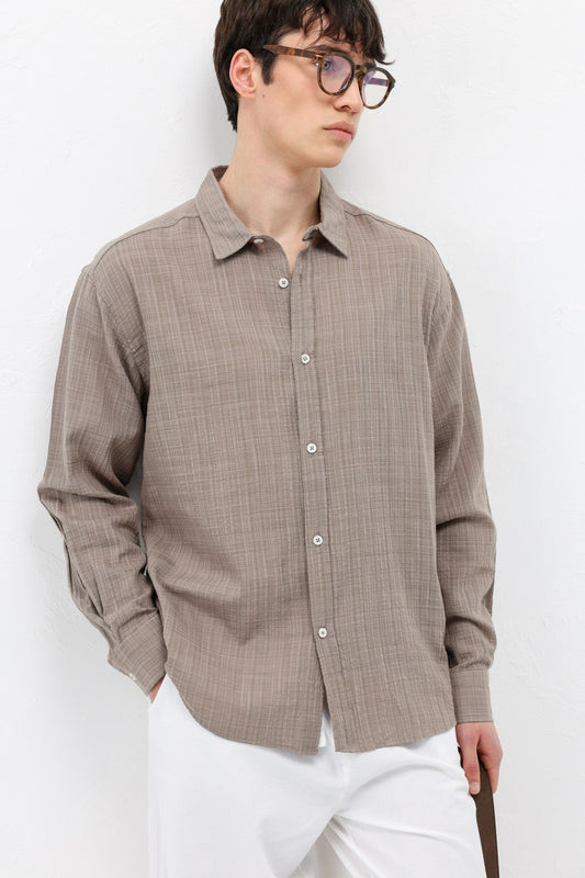 Textured Linen-Look Oversized Shirt