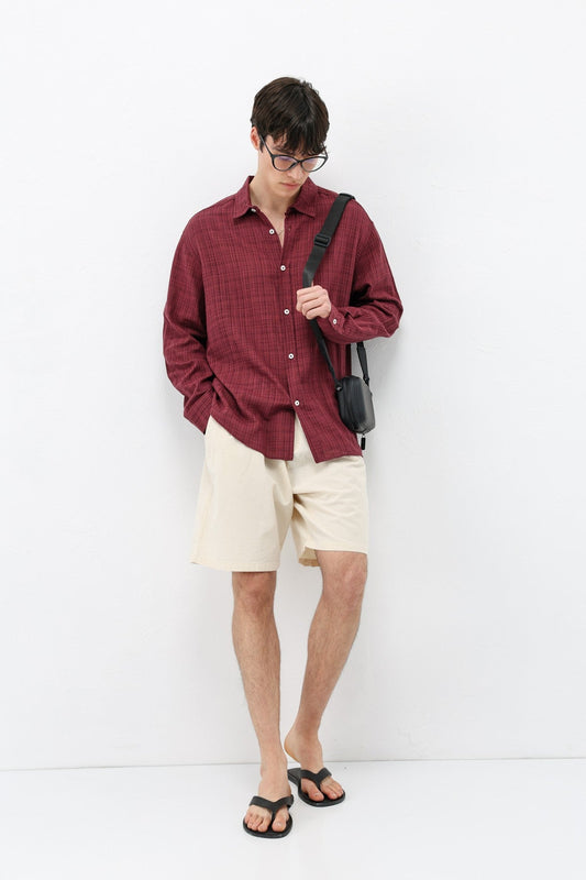 Textured Linen-Look Oversized Shirt