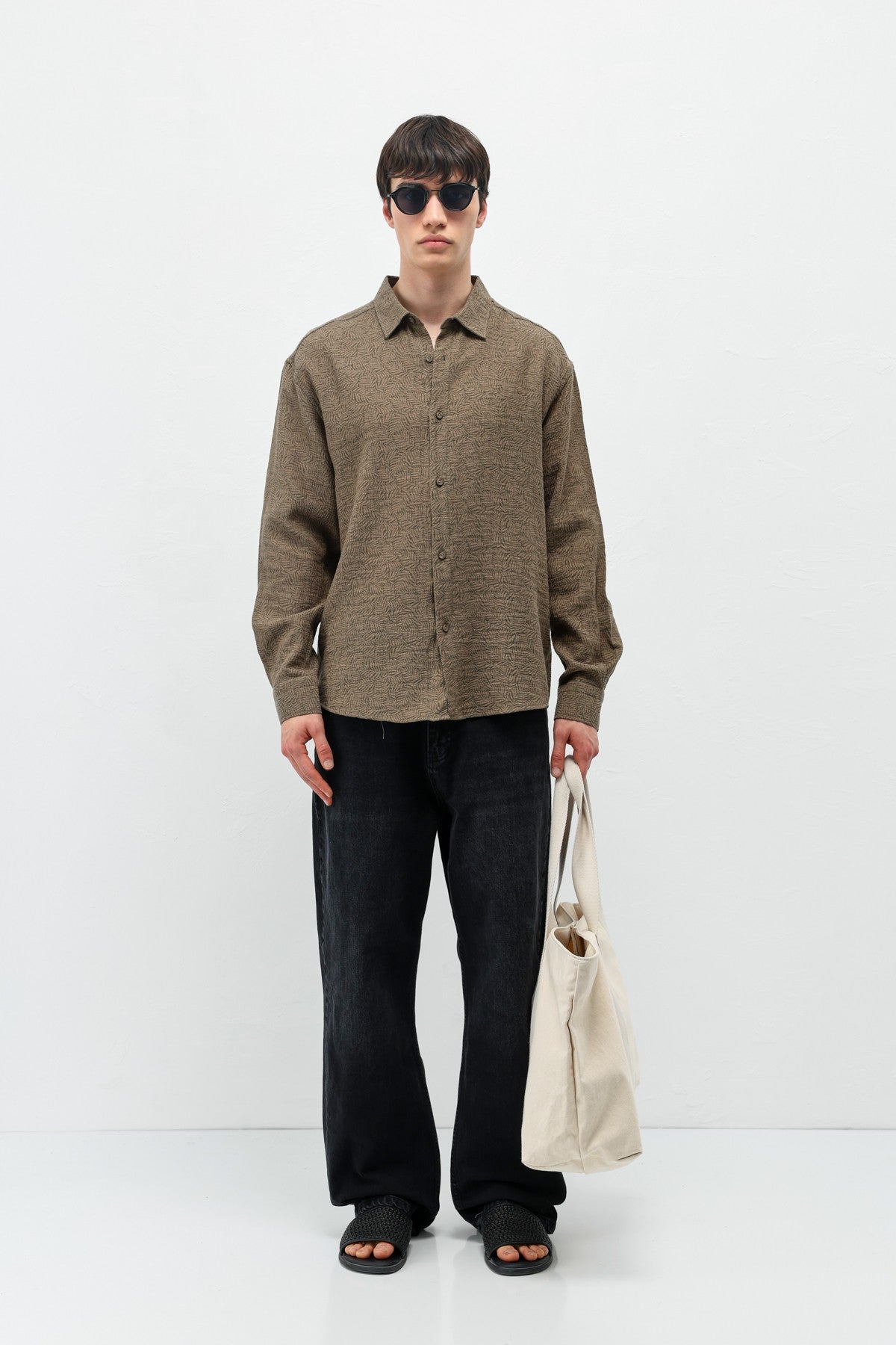 Oversized Patterned Linen Shirt