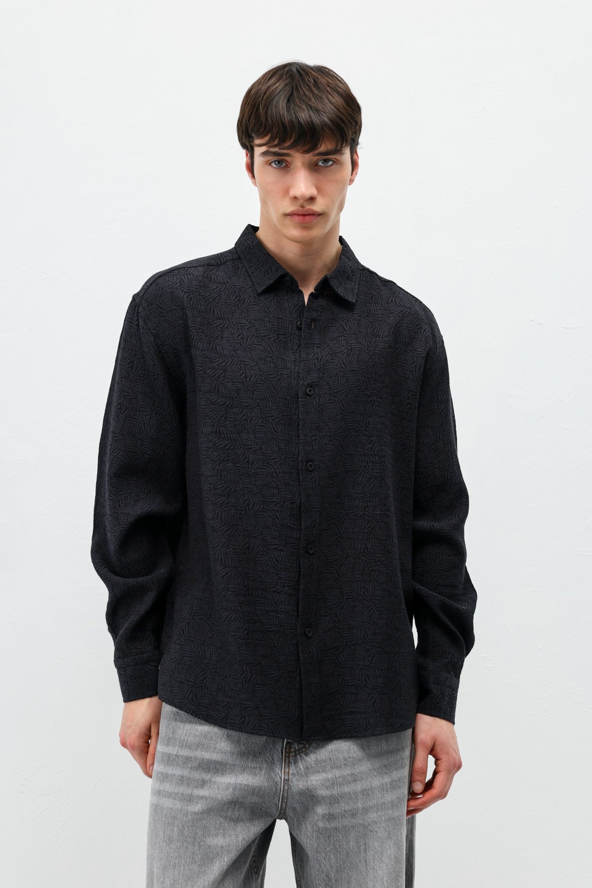 Oversized Patterned Linen Shirt