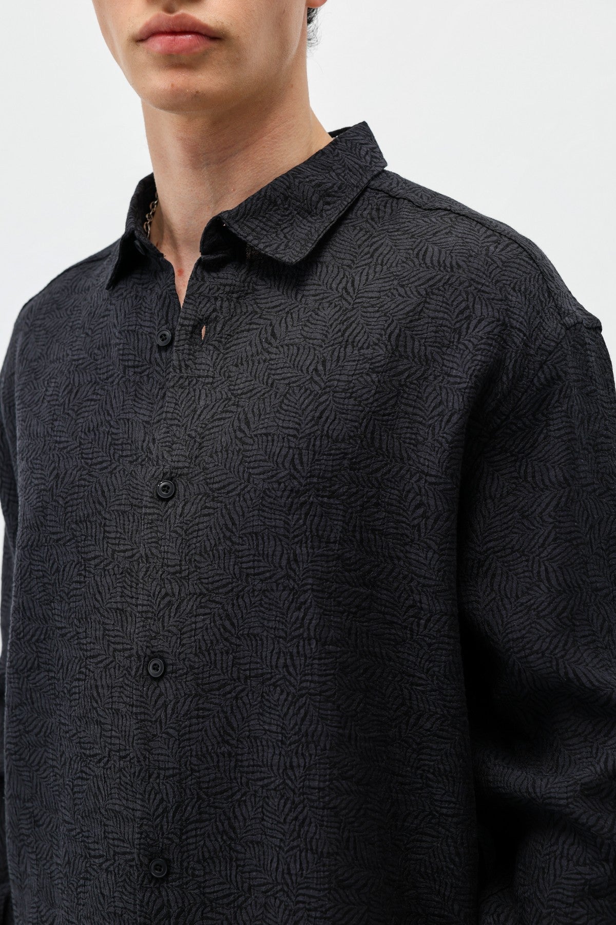 Oversized Patterned Linen Shirt