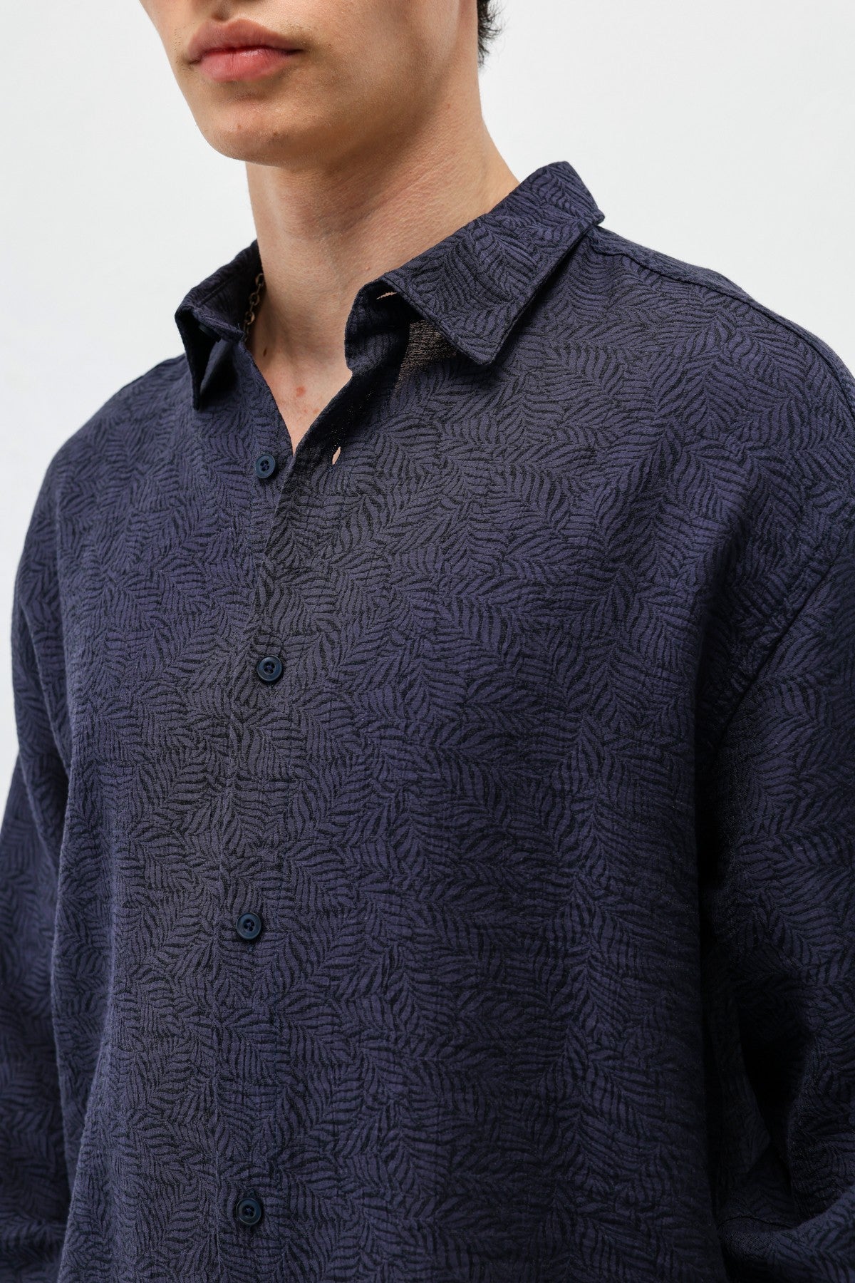 Oversized Patterned Linen Shirt