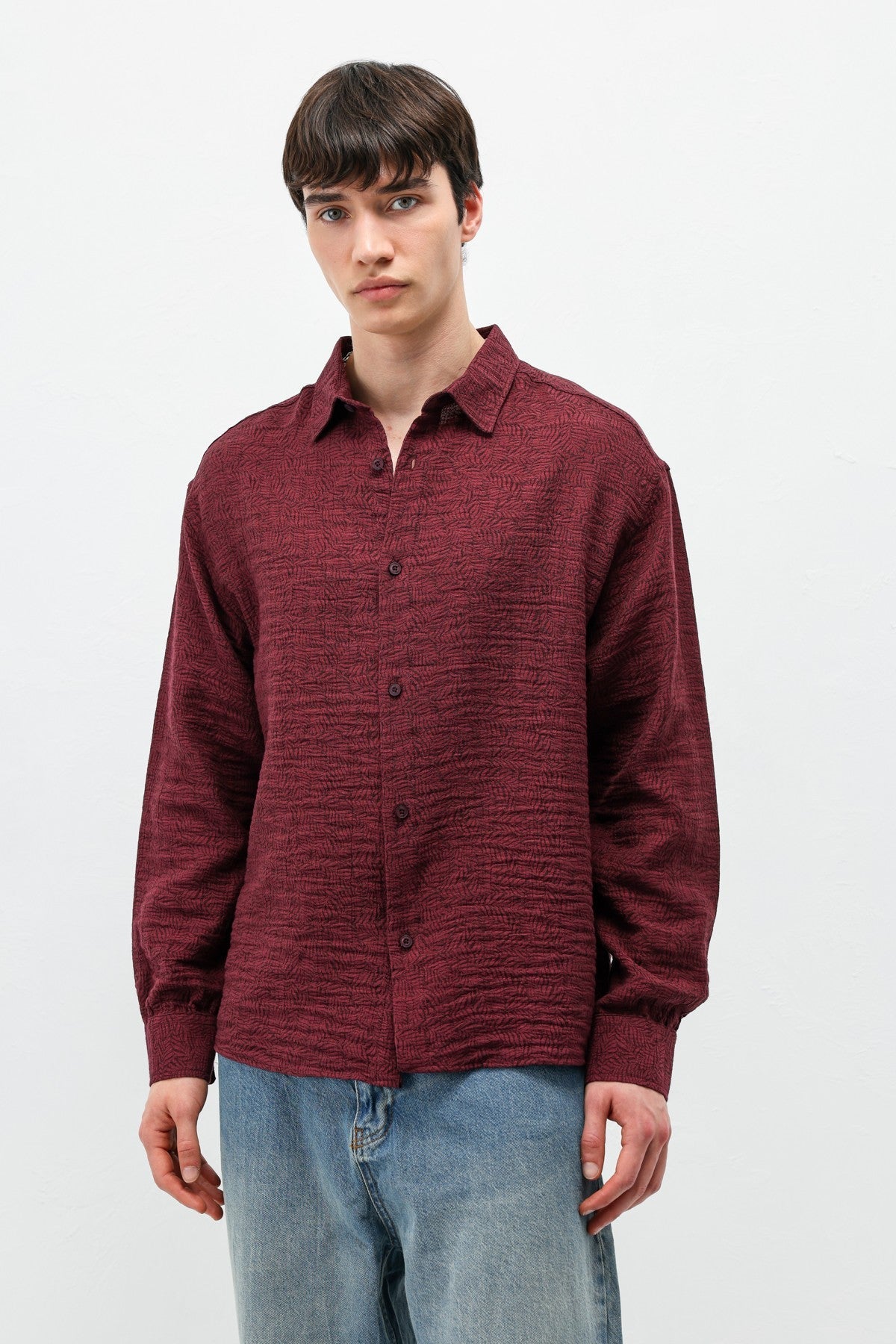 Oversized Patterned Linen Shirt
