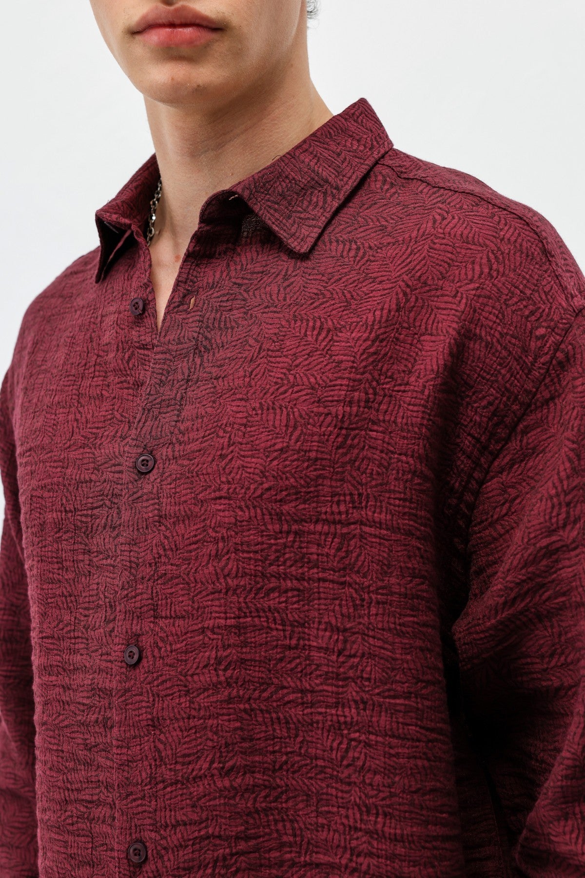 Oversized Patterned Linen Shirt