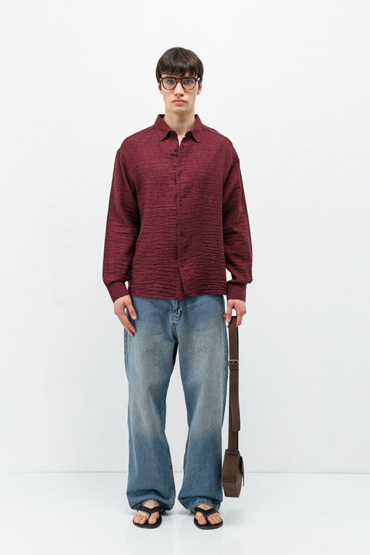 Oversized Patterned Linen Shirt
