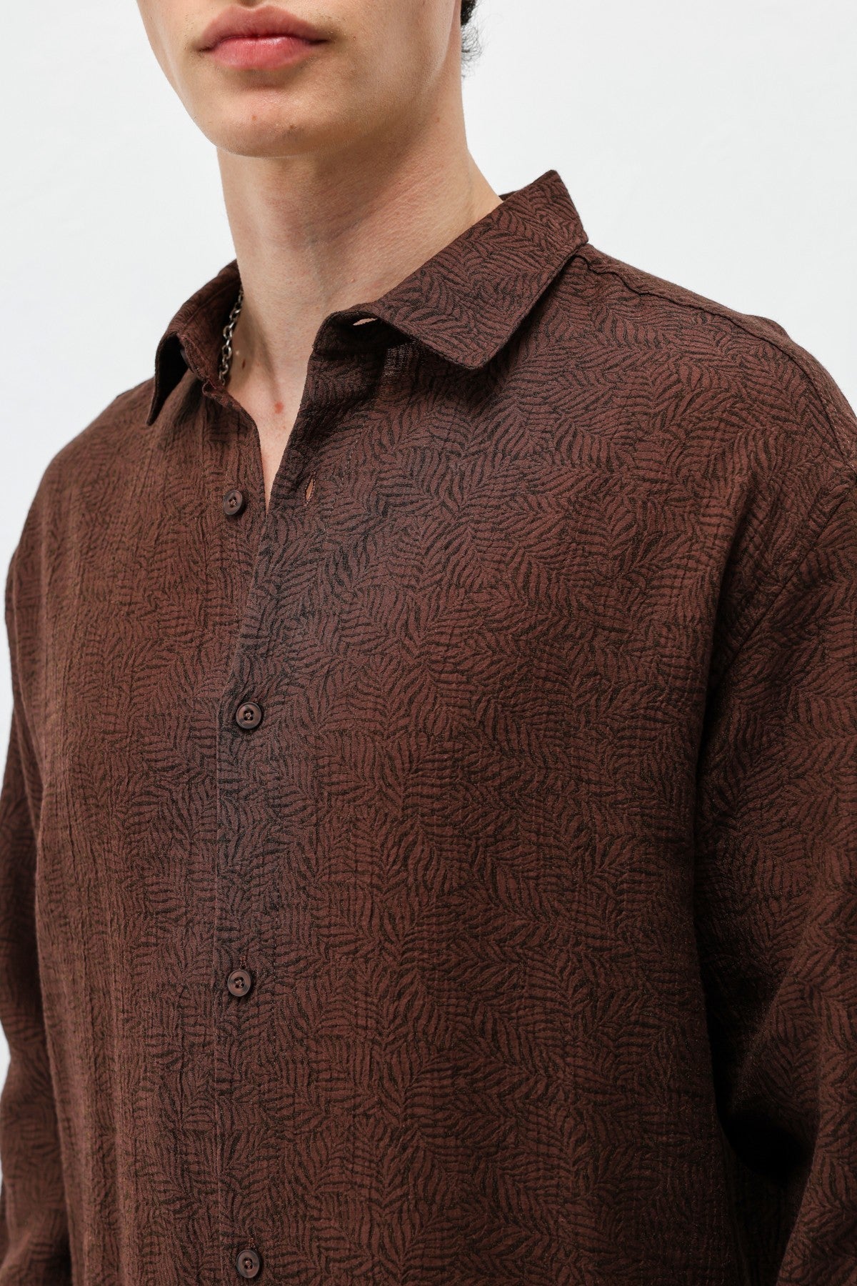 Oversized Patterned Linen Shirt