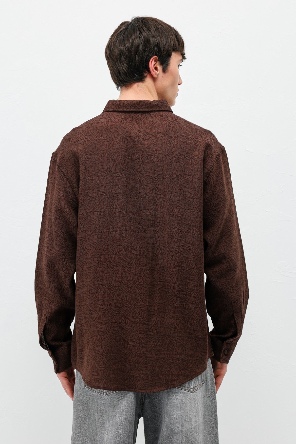 Oversized Patterned Linen Shirt