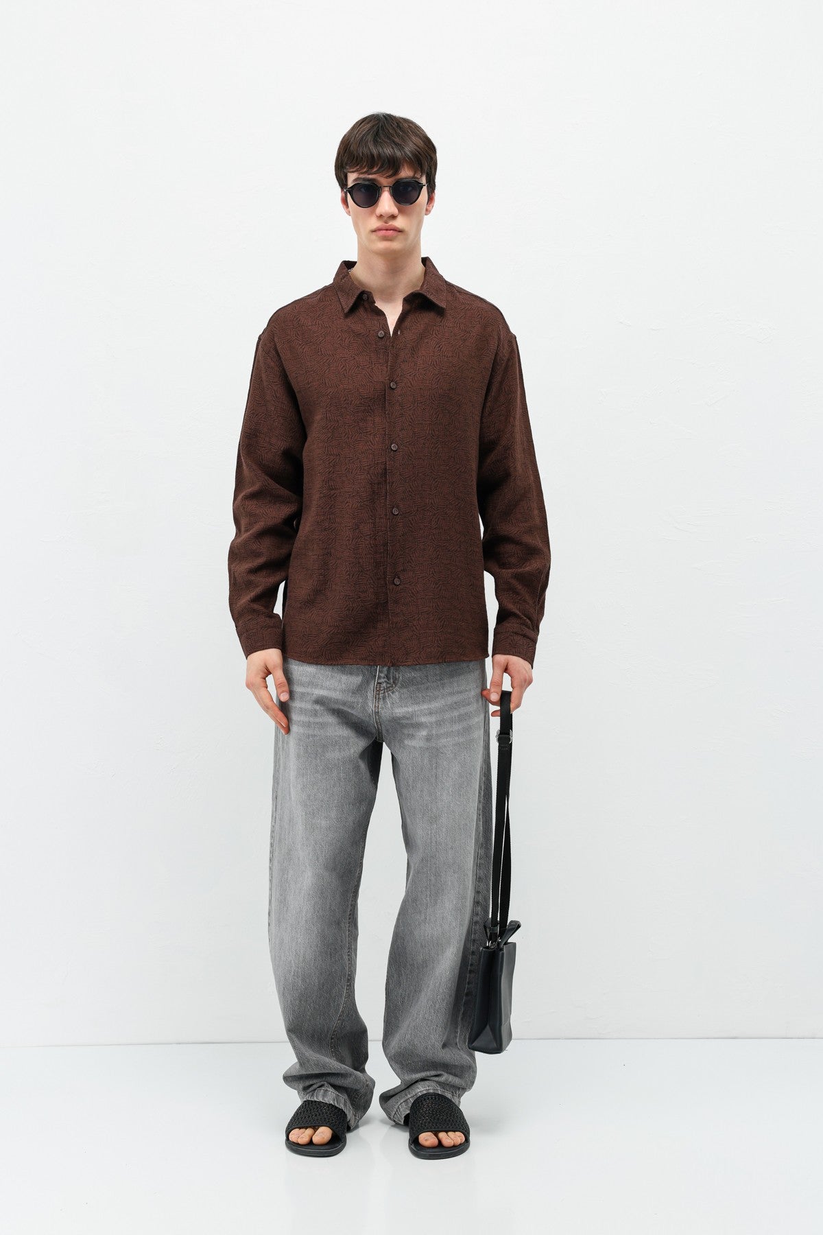 Oversized Patterned Linen Shirt