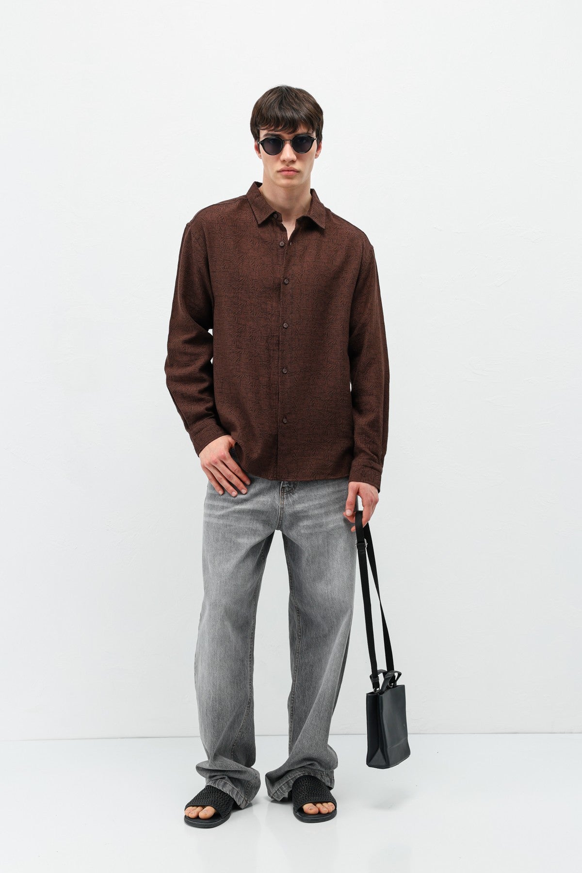 Oversized Patterned Linen Shirt