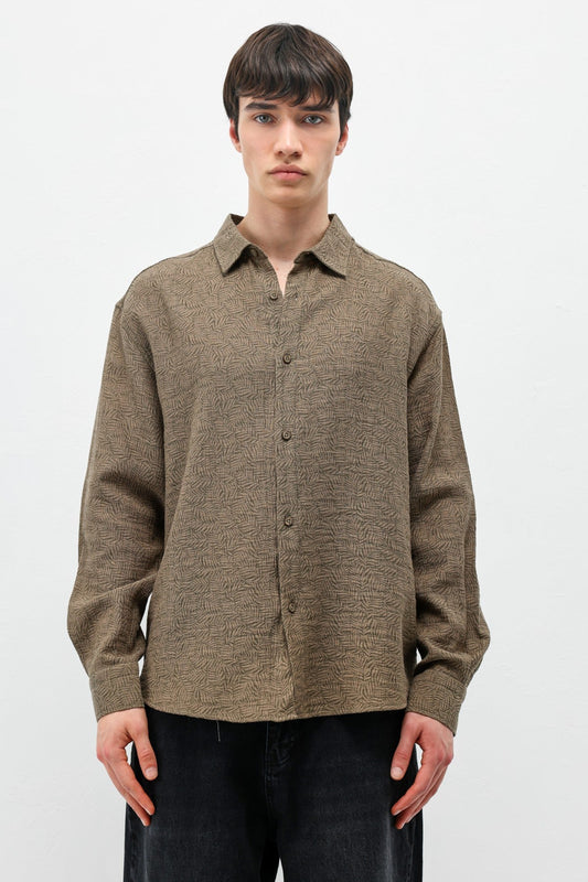 Oversized Patterned Linen Shirt