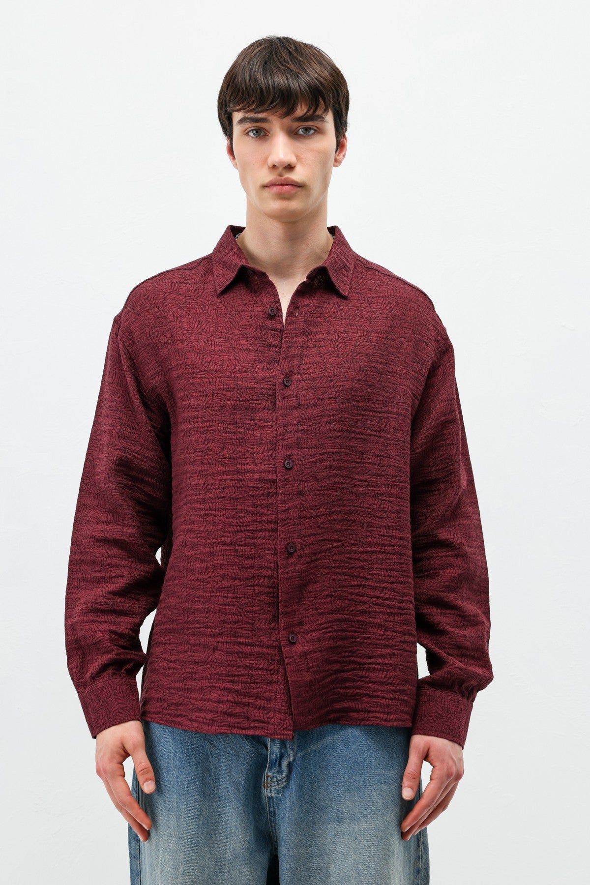 Oversized Patterned Linen Shirt