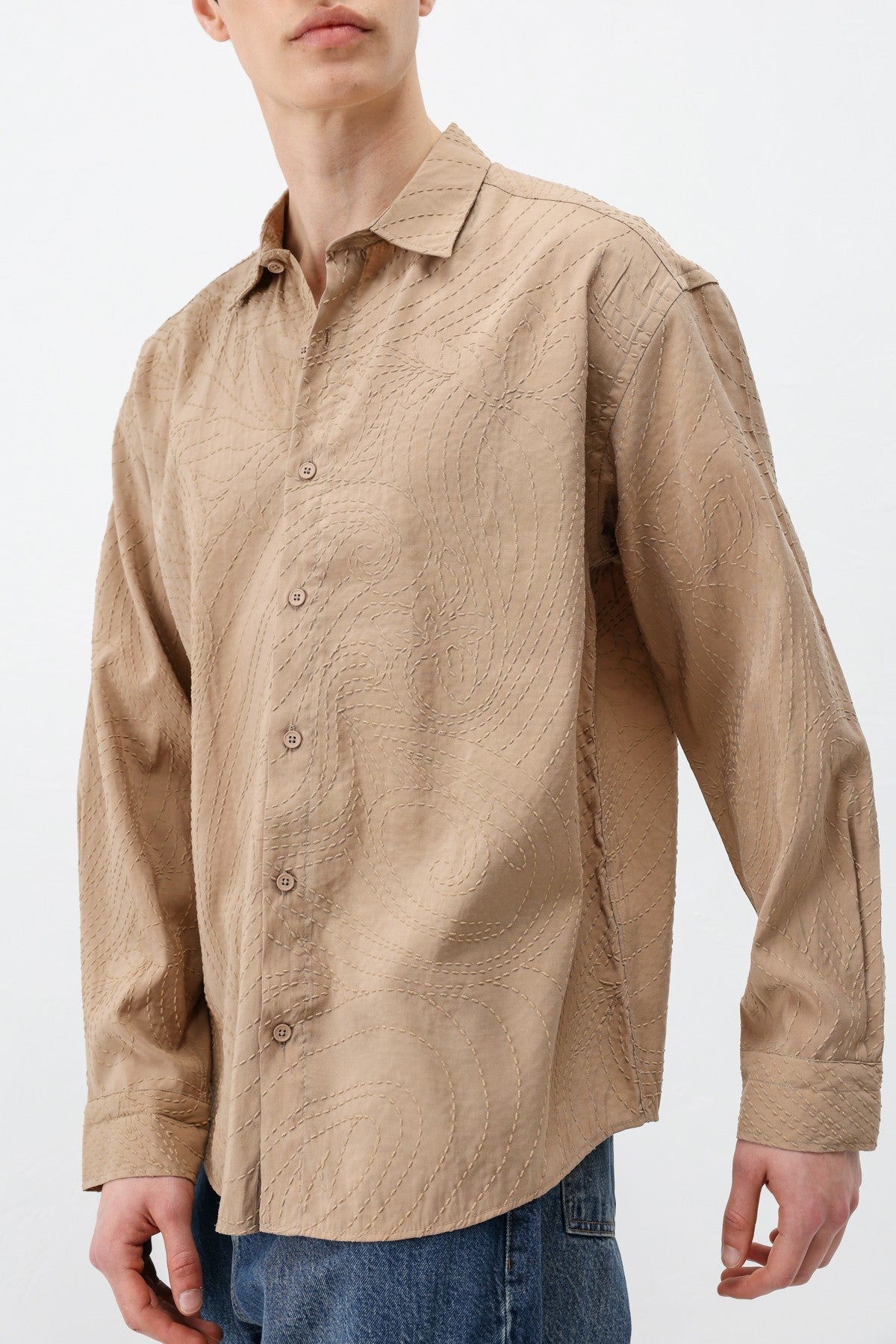 Oversized Shirt with Stitching Details